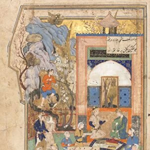 Yusuf and Zulaykha (recto); Illustration and Text (Persian Verses) in an Anthology