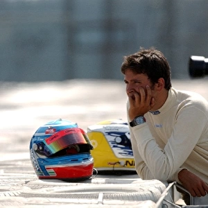 A dissapointed Daniel La Rosa (GER), MB Racing Performance, Dallara-Opel waits for the end of the race behind the guardrail. F3 Euro Series, Rd 11&12, N├╝rburgring, Germany. 16 August 2003