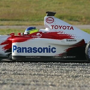 Formula One Testing: Cristiano da Matta Toyota TF102 got stuck in the gravel trap following a small spin at turn 10