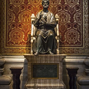 Ancient Statue Of Saint Peter, St. Peters Basilica; Rome, Italy