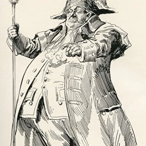 The Beadle. Illustration By Harry Furniss For Sketches By Boz By Charles Dickens, From The Testimonial Edition, Published 1910