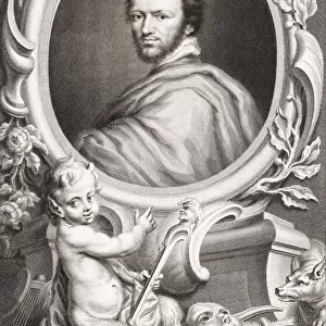 Benjamin "Ben"Jonson, c. 1572 - 1637. English Renaissance dramatist, poet and actor. From the 1813 edition of The Heads of Illustrious Persons of Great Britain, Engraved by Mr. Houbraken and Mr. Vertue With Their Lives and Characters