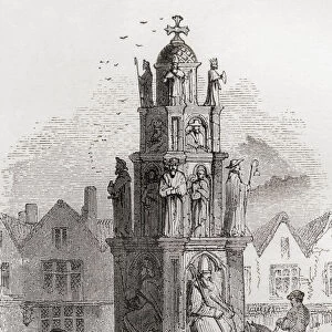 The Cheapside Cross, demolished in May 1643, London, England. From London Pictures, published 1890