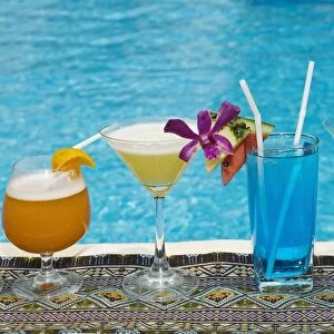 Chiang Mai, Thailand; Tropical Drinks By The Pool At Horizon Resort