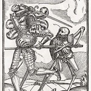Death Comes To The Knight Or Count Woodcut After Hans Holbein The Younger From Der Todten Tanz Or The Dance Of Death Published Basel 1843
