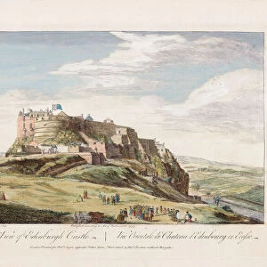 East view of the city of Edinburgh. After a work dated 1753 by Paul Sandby, later colourization; Edinburgh, Scotland