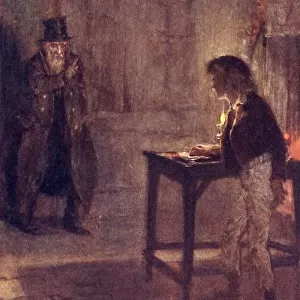Fagin Warns Oliver. Frontispiece By W. S. Stacey From The Book The Adventures Of Oliver Twist By Charles Dickens