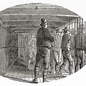 The Gallery on board The HMS York, a British prison hulk used to house the Tolpuddle Martyrs. Prison hulks were decommissioned ships that authorities used as floating prisons in the 18th and 19th centuries. From The Martyrs of Tolpuddle, published 1934