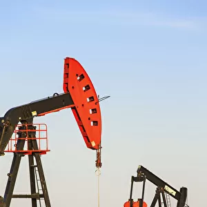 Oil Well Pump Jacks At Bakken Oil Field Near Estevan; Saskatchewan, Canada