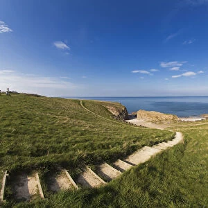 Steps Leading Over The Grassy Slope To The Waters Edge; South Shields, Tyne And Wear, England