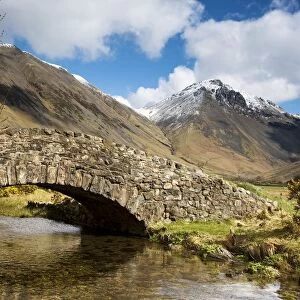 Stone Bridge In Mountain Landscape, Lake District, Cumbria, England, United Kingdom
