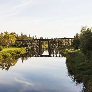 Tressel Bridge Over Sturgeon River; St. Albert, Alberta, Canada
