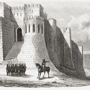The walls of Tangiers, Morocco, seen here in the 19th century. From Monuments de Tous les Peuples, published 1843