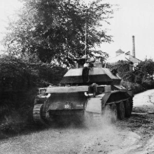 Cruiser tank in action in France during Second World War. June 11th 1940
