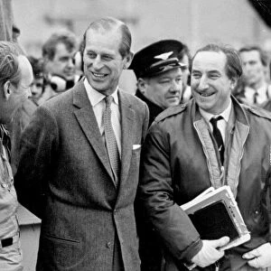 The Duke Of Edinburgh meets Concorde test pilot Brian Trubshaw (Right). January 1972