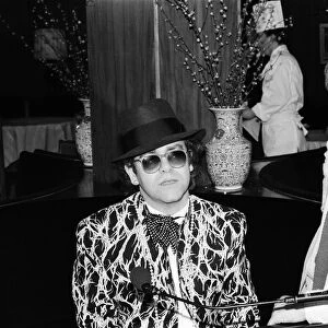Elton John and Adam Faith at The Savoy, London. 1985