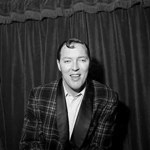 Bill Haley rock and roll singer on his first visit to England 1957 which was