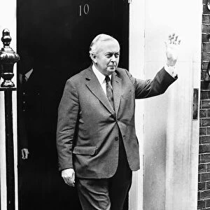 Harold Wilson Prime Minister of Britain leaving No. 10 Downing Street 1974