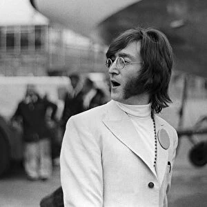 John Lennon at Heathrow Airport off to India, February 1968