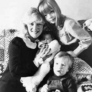 Julia Foster with children Tamara, Ben and Emily at home during interview feature