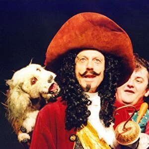 Lesley Grantham as Captain Hook with Joe Pasquale in the Pantomime Peter Pan at