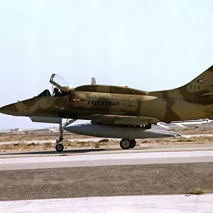 A McD A4 Douglas Skyhawk fighter plane of the Frre Kuwait Air Force used in the Gulf War