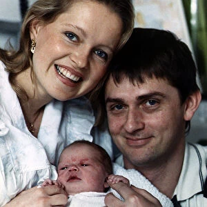 Mike Oldfield musician and composer with wife and baby Circa 1986