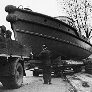 Naval liberty boats completed in a yard in Nottingham before its launch on the Trent