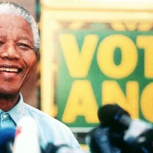 Nelson Mandela seen here campaigning during the South African elections standing beside a