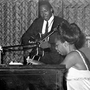Nina Simone June 1965 Jazz singer Pictured preforming at Annies Club - on stage playing