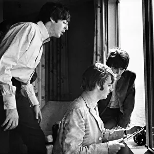 Paul McCartney, George Harrison and Ringo Starr fishing in Puget Sound from their hotel