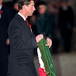 PRINCE CHARLES LAYING WREATH AT REMEMBRANCE SUNDAY CEREMONY IN WHITEHALL - 1991 / 10353