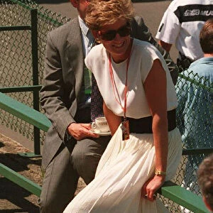 Princess Diana At the Formula One British Grand Prix Motor Race held at Silverstone