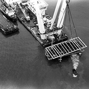 Raising of Mary Rose ship from the sea bed in Portsmouth October 1982