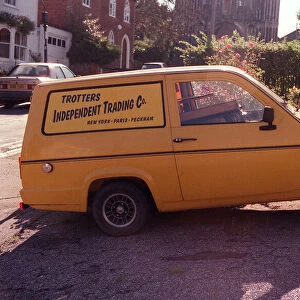 Reliant Robin seen parked in Lexden Colchester with Trotters Independent Trading Company