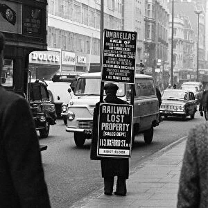 Sandwich Board men in Oxford Street, 15th February 1964