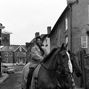 Scenes in Bishops Castle, Shropshire. 21st January 1964