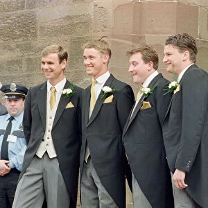 Stephen Hendry with his bestmen on his wedding day. Circa 1995