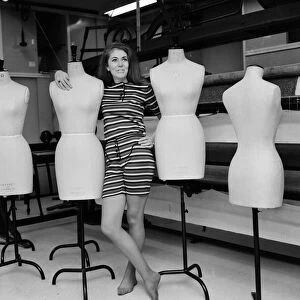 A student at the Art School, Birmingham, wearing designs by some of the students
