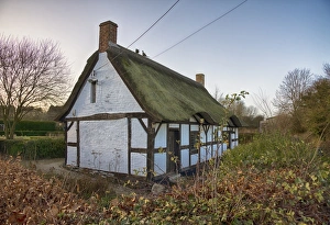 Cottages Prints: 16th century half-timbered cottage
