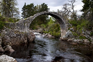 Stone Prints: 18th century stone packhorse bridge over river