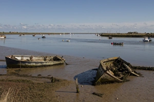 Orford Prints: Abandoned boats on the mud flats of the River Ore near Orford