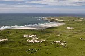 Headstone Prints: Aerial view of coastline with military cemetery
