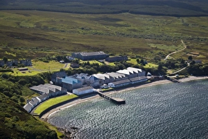 Industry Prints: Aerial view of coastline and whisky distillery