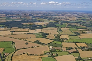 Landscape Prints: Aerial view of farmland with arable fields
