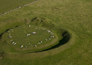 Stones Prints: Aerial view of Neolithic henge monument