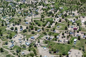 Aerial Prints: Aerial view of rural settlement, Maun, Ngamiland, Botswana