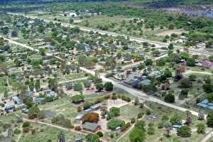 Aerial view of rural settlement, Maun, Ngamiland, Botswana