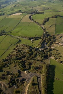 Trail Prints: Aerial view of trail through farmland