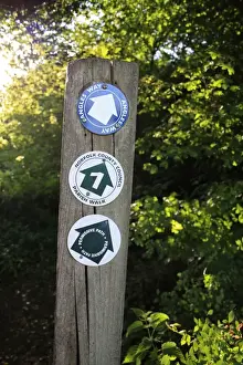 Foot Paths Prints: Angles Way, Parish Walk and Permissive Path signs on post